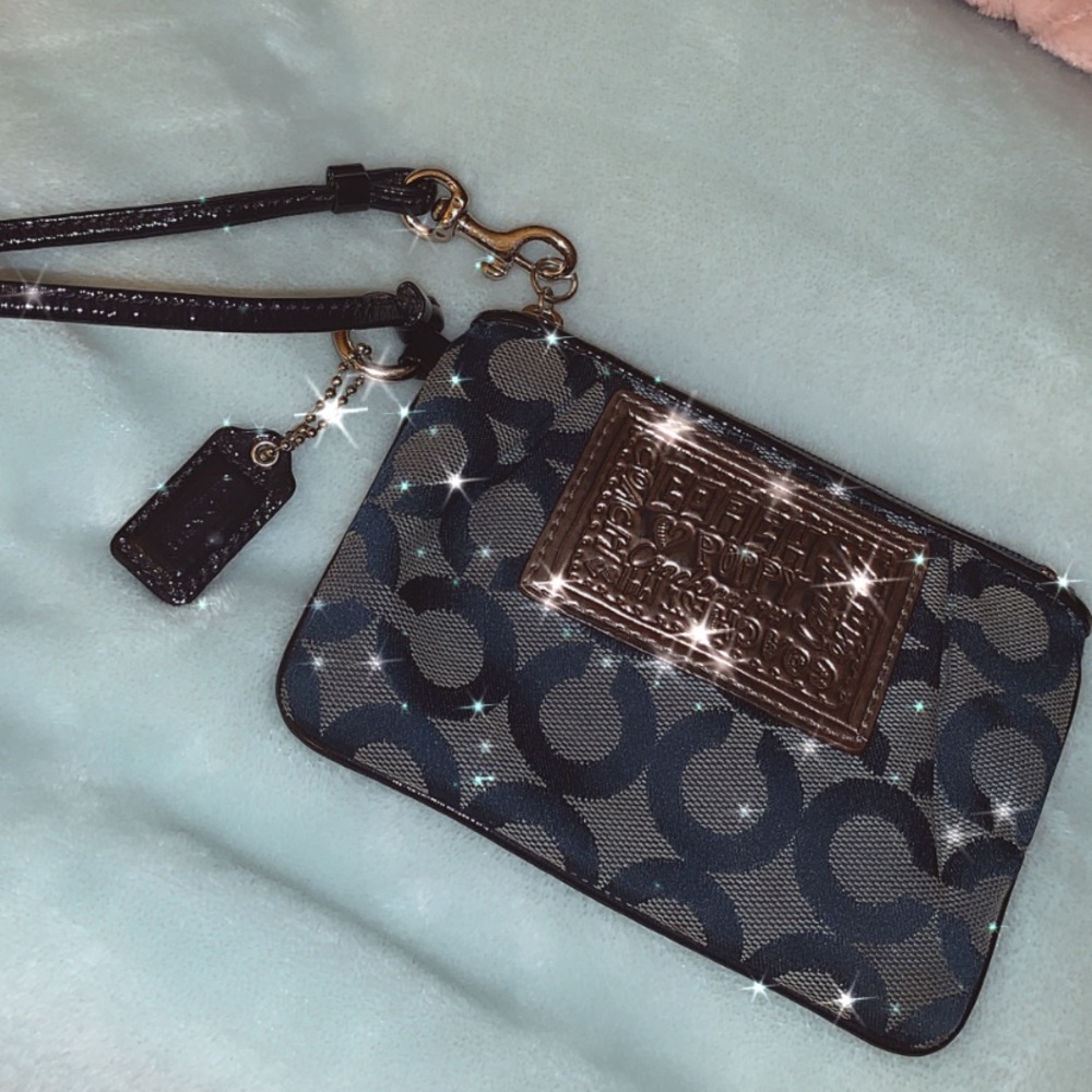 Small denim Coach wristlet